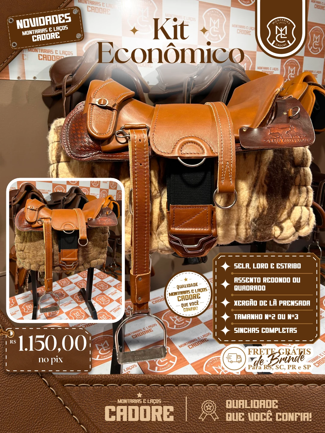 Arte de divulgação do Kit Econômico Caramelo, com o preço no Pix e frete grátis para RS, SC, PR e SP