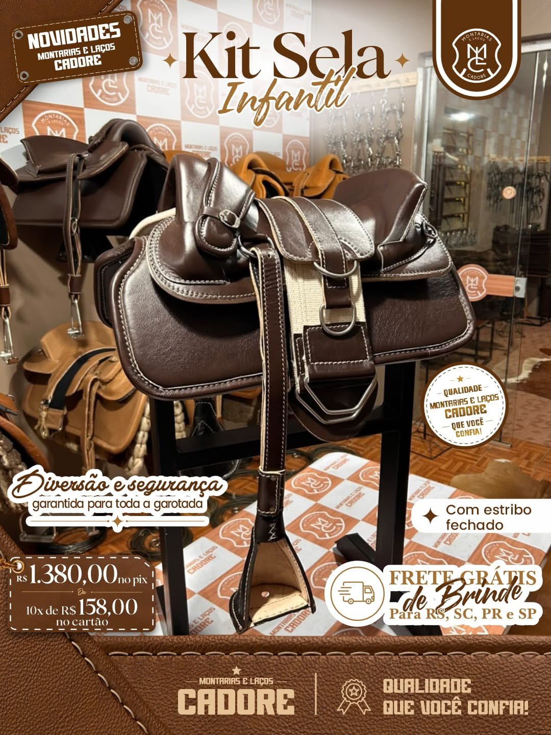 Kit Sela Freio de Ouro Infantil