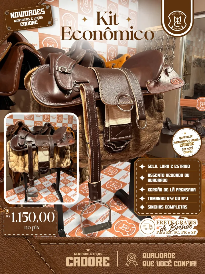 Arte de divulgação do Kit Econômico Marrom Escuro, com o preço no Pix e frete grátis para RS, SC, PR e SP