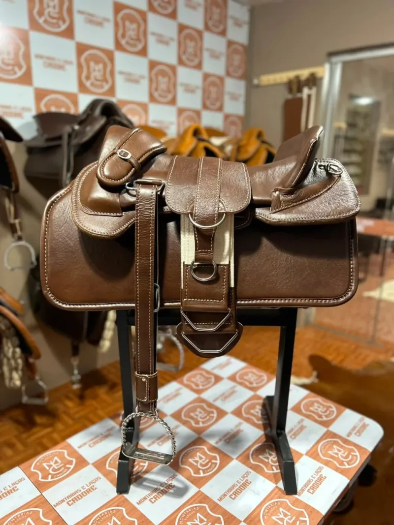 Kit Sela Freio de Ouro Marrom para cavalo