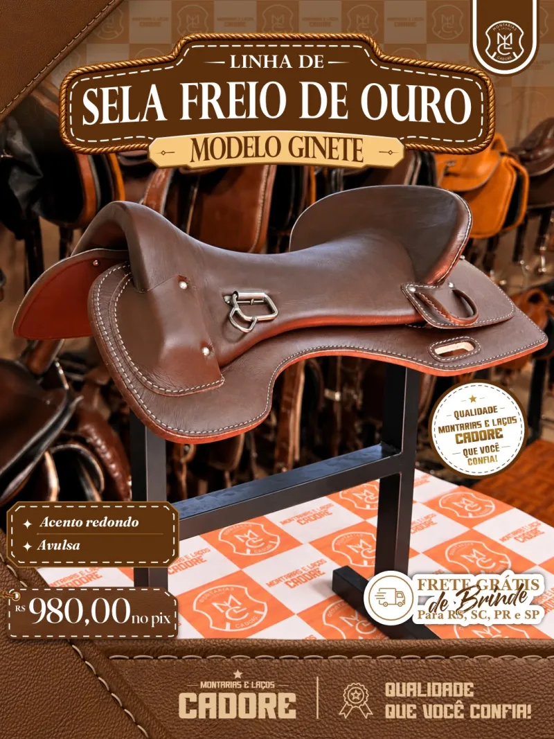 Sela Freio de Ouro Modelo Ginete Assento Redondo Avulsa