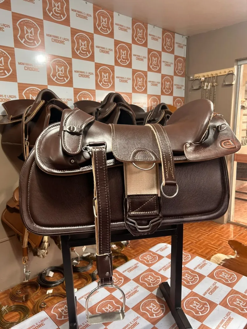 Kit Sela Freio de Ouro Personalizada Cavalo Crioulo